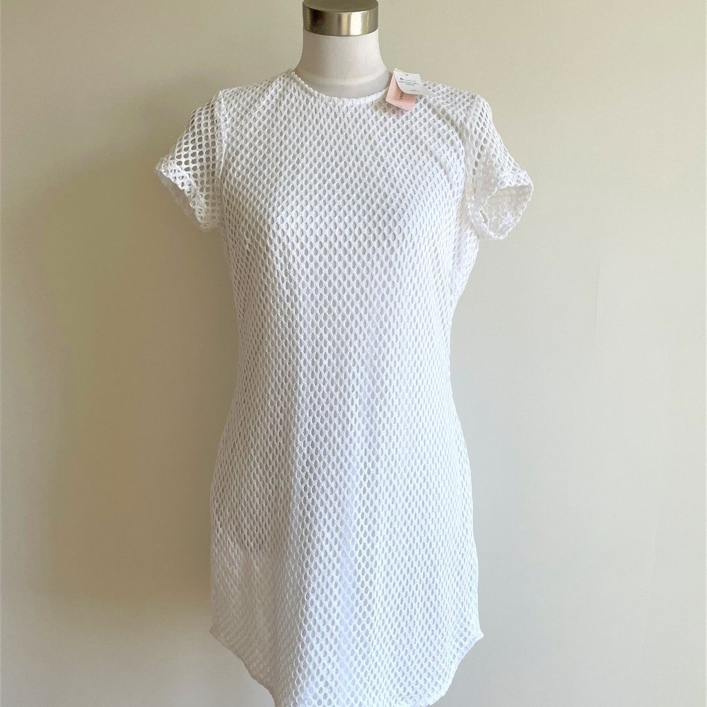NWT Banana Republic White lined mesh bodycon mini shift dress 6P  6